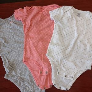 Three pack of 24M onesies, polka dot